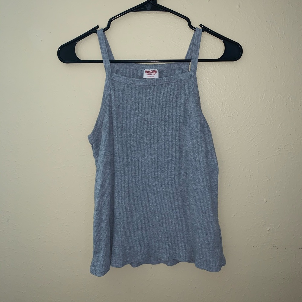 Grey Ribbed Spaghetti Strap